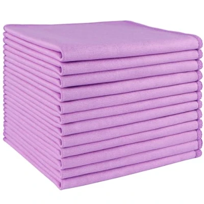 Imagen de HOMEXCEL Paños limpiacristales de Microfibra, 12 Piezas, sin Pelusa, Rayas, Reutilizables, para Limpiar Ventanas, Cristales, Espejos, Pantallas, Acero Inoxidable, etc., Morado