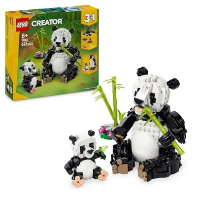 Imagen de LEGO Creator 3 en 1 Fauna Salvaje: Familia de Pandas Transformable Figuras Articuladas Orcas y Pingüinos Juguete, Juegos con Animales, Regalo para Niñas Niños 8 Años o Más 31165