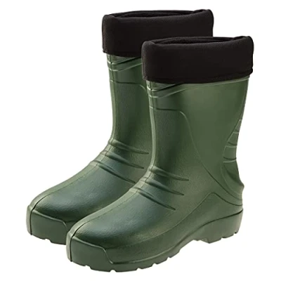 Imagen de VERTO Botas de goma EVA para hombre, calcetines interiores forro polar hasta 30 C, caña alta, suela SRC antideslizante con perfil a prueba pisadas, verde, 45 EU