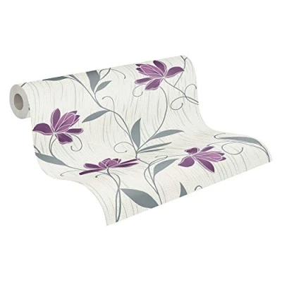 Imagen de A.S. Création AS Creation 306234 3062 34 Papel pintado (10,05 m x 0,53 m), diseño floral, color lila, blanco y gris