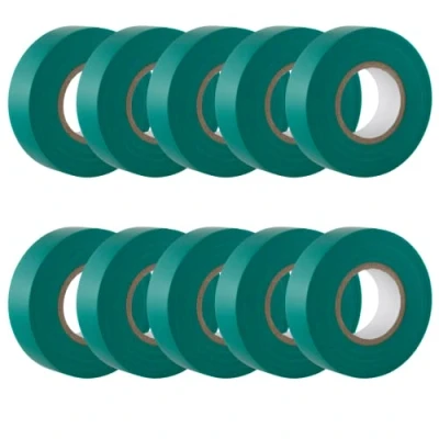 Imagen de GTSE Cinta aislante verde de 19 mm x 20 m para instalaciones eléctricas Autoadhesiva y resistente proteger, agrupar reparar cables 10 Rollos