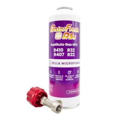 Imagen de Gas Refrigerante Ralerfresh RS Sustituto de R410, R32, R407 y R22 Recarga Organico para Aire Acondicionado Split Ecologico Eficiente Rapida (Botella RSs + Llave)