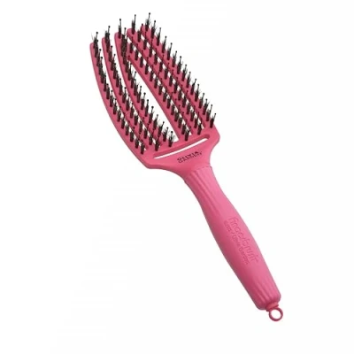 Imagen de Olivia Garden Fingerbrush Care Iconic Talla Media Rosa intenso Cepillo desenredante con Cerdas de jabalí y nylon para un brillo peinado definitivos