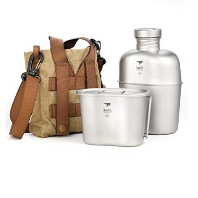 Imagen de Keith Trekking Titanio Cantimploras militares Camping taza Cantina Hervidor de agua portatil con la