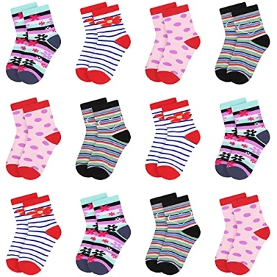 Imagen de L&amp;K II 12er calcetines de niña algodón para niños pequeños con patrón lindo zapatillas coloridos 2809 27 30