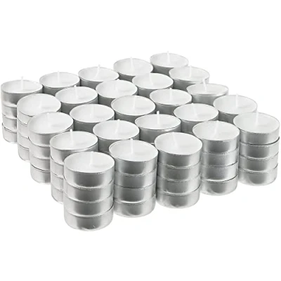 Imagen de 100 x Velas de Té Blancas Individuales sin Fragancia Candelitas Olor 39 mm Diámetro Ideal Calientaplatos, Decoración, Ambientación, Quemador Esencias