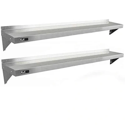 Imagen de KuKoo 2 Estantes de Pared 194cm x 30cm Acero Inoxidable para Café, Bar y Restaurante Estante Cocina Organizador Metalico Kitchen Wall Shelves con Paños Microfibra Gratis