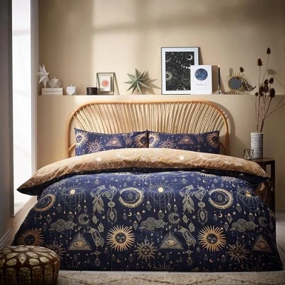 Imagen de furn. Constellation Juego de Funda edredón tamaño King, algodón, poliéster, Dorado/Azul Marino, CONSTEL/D03/GNV