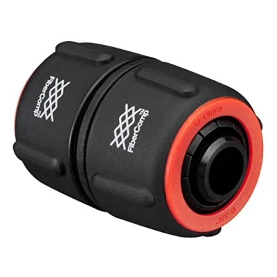 Imagen de Fiskars Reparador de mangueras, Ø 19 mm (3/4&quot;), Con sistema codificación por colores, Tamaño universal, FiberComp, 30 g, Negro/Rojo, 1054785