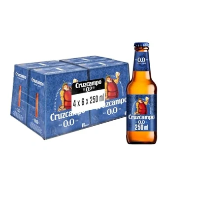 Imagen de Cruzcampo 0,0 cerveza lager sin alcohol Caja 4 Pack botella, 6 x 25cl