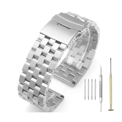 Imagen de Kai Tian Pulsera de Reloj 20mm Grosor Negro Screw In Engineer Correa para Mujer Hombre Correas Acero Inoxidable con Cierre desplegable