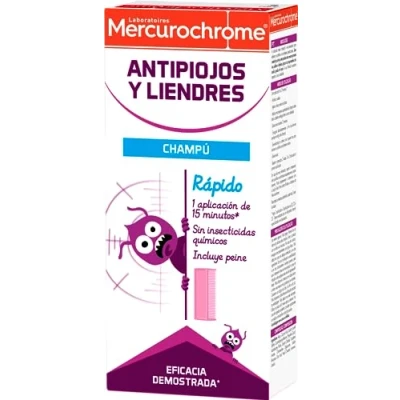 Imagen de MERCUROCHROME Champú Antipiojos Y Liendres Para Combatir Los Piojos Las Sin Insecticidas Químicos Toda La Familia Rápido