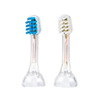 Imagen de emmi® dent 2x Cabezales Cepillo Dental K2 (1x azul+1x blanco) I Cepillos de recambio con cabezal pequeño para niños y mandíbulas pequeñas Metallic &amp; Professional Ultrasónicos