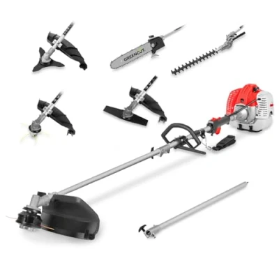 Imagen de GREENCUT GM650X 6 Desbrozadora Multifunción en 1, Motor Gasolina 65cc 4,9cv 2 Tiempos, Accesorios Intercambiables, Función Desbrozadora, Podadora y Cortasetos para Jardín