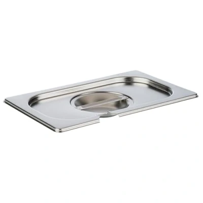 Imagen de APS 81492 Tapa GN 1/4 con hueco para cuchara, acero inoxidable, dimensiones 160 x 265 mm/altura 30 mm