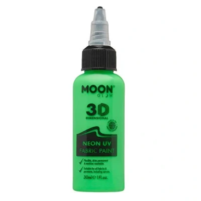 Imagen de Moon Glow Pintura para tela Neon UV 3D textil ropa, camisetas, bolsos, zapatos y lienzos Verde intenso 30 ml (Paquete de 1)