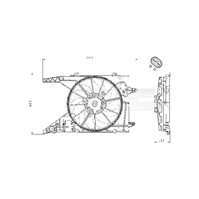 Imagen de TYC 828 0002 Ventilador de radiador para vehículos con climatizador 380 320 bastidor (armazón) DACIA: Logan I Berlina