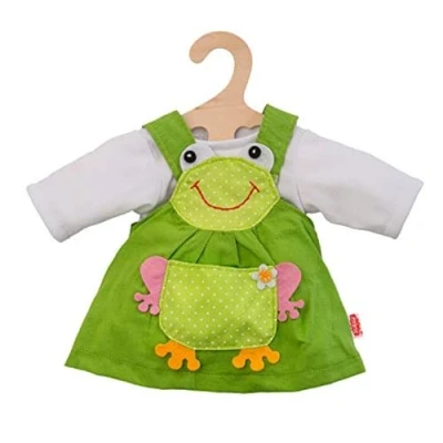 Imagen de Heless 1488 Juego de ropa para muñecas en diseño rana 2 piezas, vestido y camiseta, talla 28 35 cm