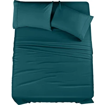Imagen de Utopia Bedding Juego de sábanas 4 Piezas, Microfibra cepillada, Resistente al Encogimiento y a la decoloración, fácil Cuidado (King, Verde Azulado)