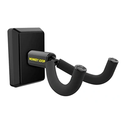 Imagen de Monkey Loop Wall Prime Black Soporte de Guitarra Pared Colgador Eléctrica o Acústica en la Perchero para con Goma Protectora Apertura 55 mm Color Negro