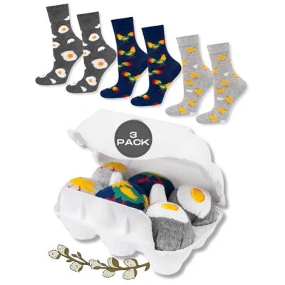 Imagen de soxo Huevo Pascua Regalos Originales Para Hombre Calcetines Mujer Divertidos 40 45 3 Pares