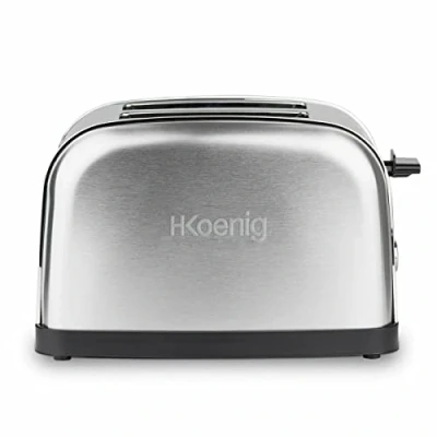Imagen de H.Koenig Tostadora 2 rebanadas TOAS7 Ranuras anchas Acero inoxidable vintage, 6 niveles de dorado, Descongelar, Rápido y uniforme, Pan bollería vienesa, Fácil amasado