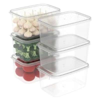 Imagen de Cetomo Pack de 2.2L* 6 contenedores almacenamiento alimentos Mantenga los frescos, aptos para el congelador y lavavajillas Fiambreras Bento apilables