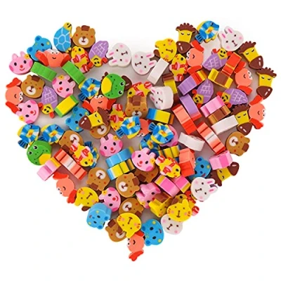 Imagen de Molain Mini borradores de lápiz, lindo animales, novedosos para recuerdos fiesta, recompensas tareas, regalo, 100 piezas (clásico)