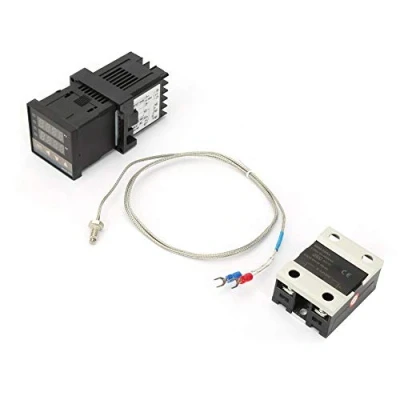 Imagen de Kit de controlador temperatura 110V 240V AC, 0 1300 ℃ Termostato PID digital LED con termopar K