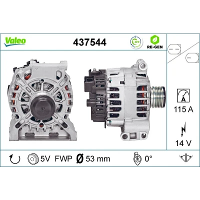 Imagen de VALEO 437544 Alternador 14V 115A MERCEDES BENZ: Clase B, A