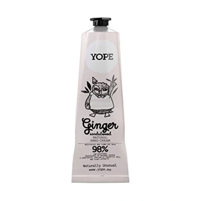 Imagen de YOPE Crema de Manos I Manteca karité Aceites argán, coco y oliva Fortalecedora Nutritiva Calmante Irritante 98% Ingredientes naturales Vegan formula Jengibre Sándalo 100ml