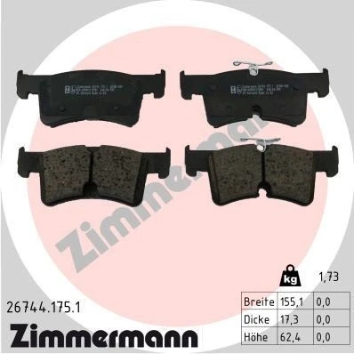 Imagen de ZIMMERMANN 26744.175.1 Juego de pastillas freno preparado para indicador desgaste Foto correspondiente a la entrega VOLKSWAGEN: Multivan T7