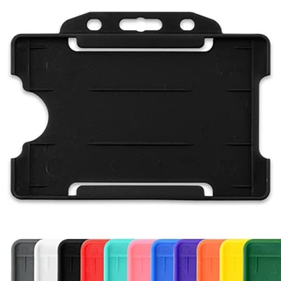 Imagen de CKB LTD 10 soportes rígidos de una cara para tarjetas abierta, horizontal, protector plástico tarjeta, con capacidad 86 mm, 54 tamaño tarjeta crédito CR80, negro