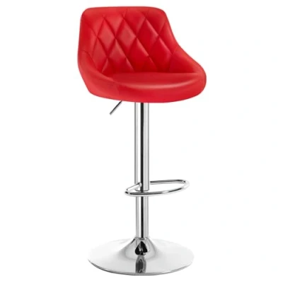 Imagen de WOLTU 1x Taburete de Bar con Respaldo Cuero Sintético Taburetes Alto Cocina Regulable en Altura Giratorio Sillas Escritorio Rojo BH23rt 1