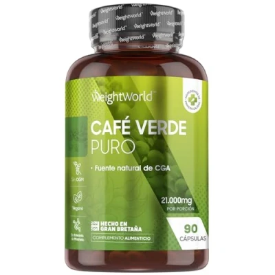 Imagen de Café Verde Puro 21000 mg 90 Cápsulas Suplemento para Fines Dietéticos del Extracto de Arábica, Sin Tostar Máximos Beneficios Potente Fuente Cafeína Pura y Ácido Clorogénico