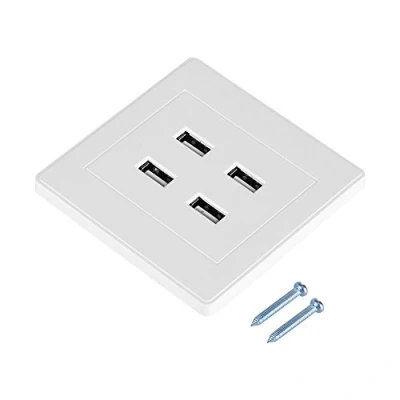 Imagen de Toma Corriente pared USB, 4 Puertos USB DC 5v Adecuada Para Teléfonos,Inteligentes,Cámaras,Productos Digitales