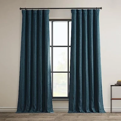 Imagen de HPD Half Price Drapes Cortinas de Lino sintético para oscurecer la habitación, Lujo 108 Pulgadas Largo Dormitorio y Sala Estar (1 Panel), 50 Ancho x