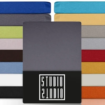 Imagen de STUDIO Basic Sábana Bajera Ajustable Juego de 2X 90x200, 100% algodón Peinado, Oeko Tex 100, Calidad Marca, Elásticas 90 x 200 cm Altura del colchón 15 25 Gris