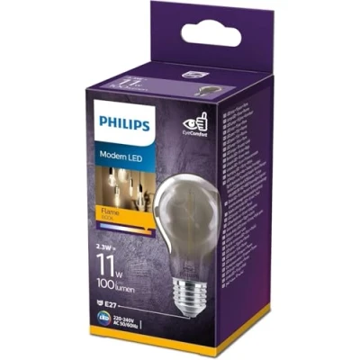 Imagen de Philips Bombilla LED cristal 11W estándar E27 ahumada, no regulable