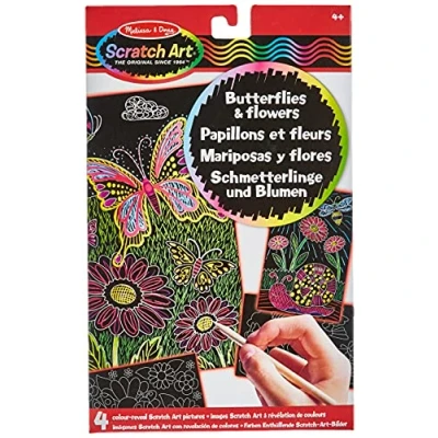 Imagen de Melissa &amp; Doug 15956 Imágenes Scratch Art con revelación de Colores: Mariposas y Flores