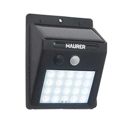 Imagen de MAURER Aplique Foco Solar Led Exterior IP65, 200 Lumenes, Sensor Movimiento y Crepuscular, Bateria,