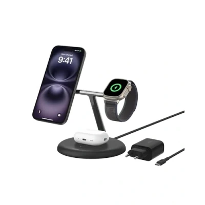 Imagen de Cargador móvil inalámbrico Belkin BoostCharge Pro Qi2, Carga Universal con dispositivos que funcionen el estándar 15W, Negro
