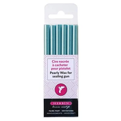 Imagen de Clairefontaine ES J. Herbin 35812t de cera, caja con 6 asas Hobby para pistola, blanda, color turquesa, azure blue