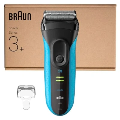 Imagen de Braun Series 3 ProSkin 3040s Afeitadora eléctrica con recortador de precisión, recargable e inalámbrica Wet&amp;Dry para hombre, negro/azul