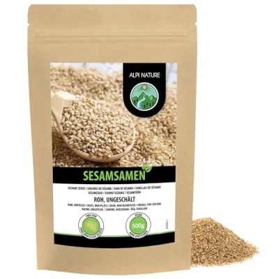 Imagen de sésamo blanco sin pelar (500g), entero, semillas de pelar, 100% puro y natural, aditivos