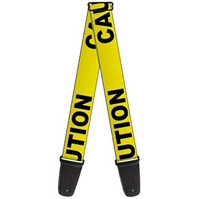 Imagen de Buckle Down GS W32962 Correa de guitarra con precaución, color amarillo y negro, 2 pulgadas ancho 29 54 largo