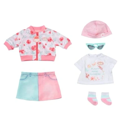 Imagen de Baby Annabell Deluxe Conjunto de Primavera 43cm para Manos pequeñas, promueve la empatía y Las Habilidades sociales Edad: 3+ Incluye Chaqueta, Camiseta, Falda, Gafas Sol más