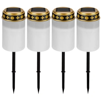 Imagen de Vegena 4pcs Luz LED Para Tumbas, Velas Tumba, Tumbas Exterior Vela Cementerios Luces Funerarias Lámpara Solar De LED(Blanco)