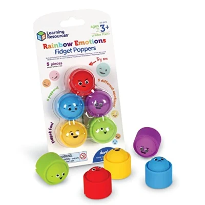 Imagen de Learning Resources Burbujas antiestrés de los Colores del arcoíris con rostros Que expresan emociones, Aprendizaje aptitudes sociales y emocionales, Juguetes sensoriales para niños pequeños, 3+