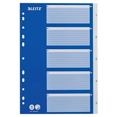 Imagen de Leitz A4 Índice de Meses Enero Diciembre, Azul &amp; Blanco, Pestañas Plástico Resistente con Carátula Índice, 12546001